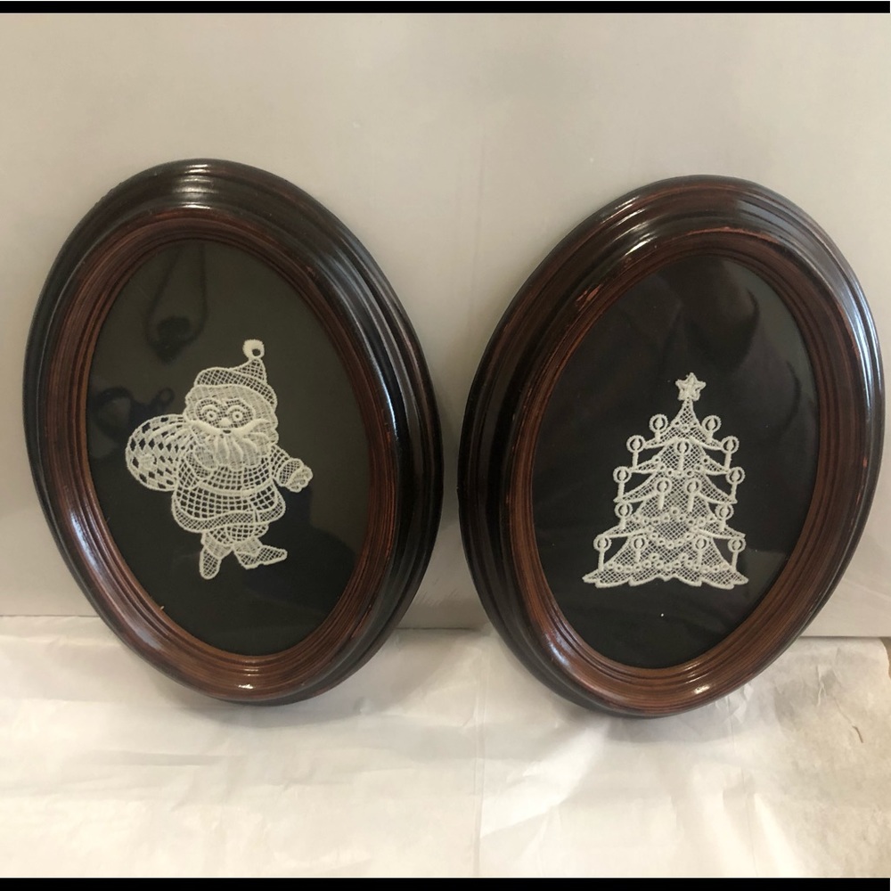 Framed Christmas embroidery freestanding lace